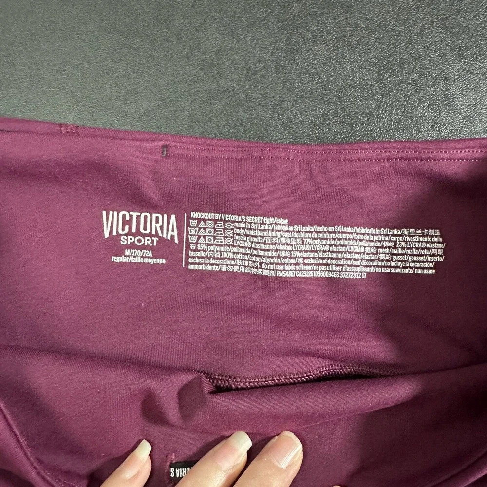 Victoria‎ Sport Burgendy Mesh Leg Workout Leggings women's size medium